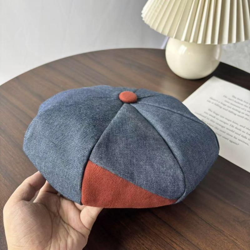 

Дизайнерский модный берет-облако с сочетанием цветов, женская литературная шляпа художника в стиле ранней осени, трендовая шляпа one size fits all синий