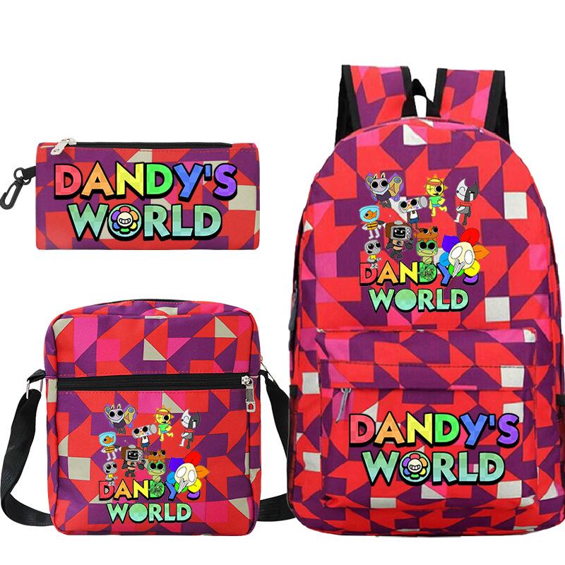 Neue Dandy-Welt Peripherie Druck Schultasche Student Lässige Federtasche Umhängetasche Dreiteiliges Set