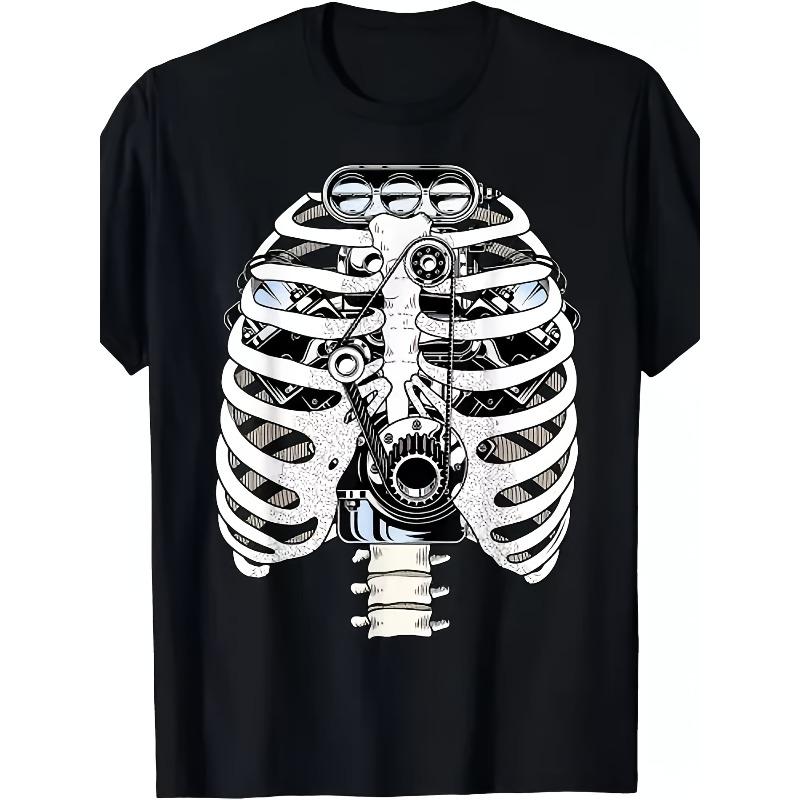 

European Size Mechanic Car Engineer Skeleton Mechanics Gift T ShirtAthletic Fit Casual Tee for Men Breathable Sport Top 4XL чорний