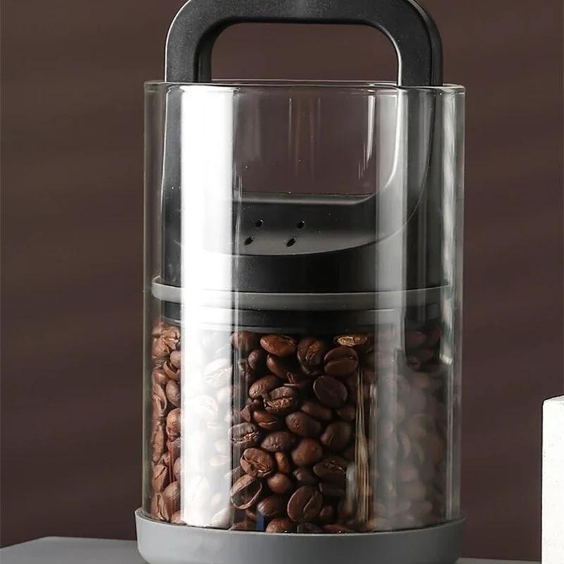 950/1450ml Vacuum Coffee Beans Sealed Jar Clear Glass Coffee Beans Candy Nut Snack Storage Jar Moisture Proof Fresh Keeping Tank