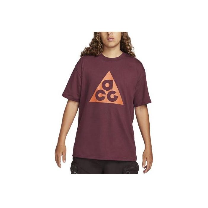 Nike ACG Series Letter Print Ribbed Crew Neck Sports Short Sleeve T-Shirt Men Tops Burgundy DJ3644-681