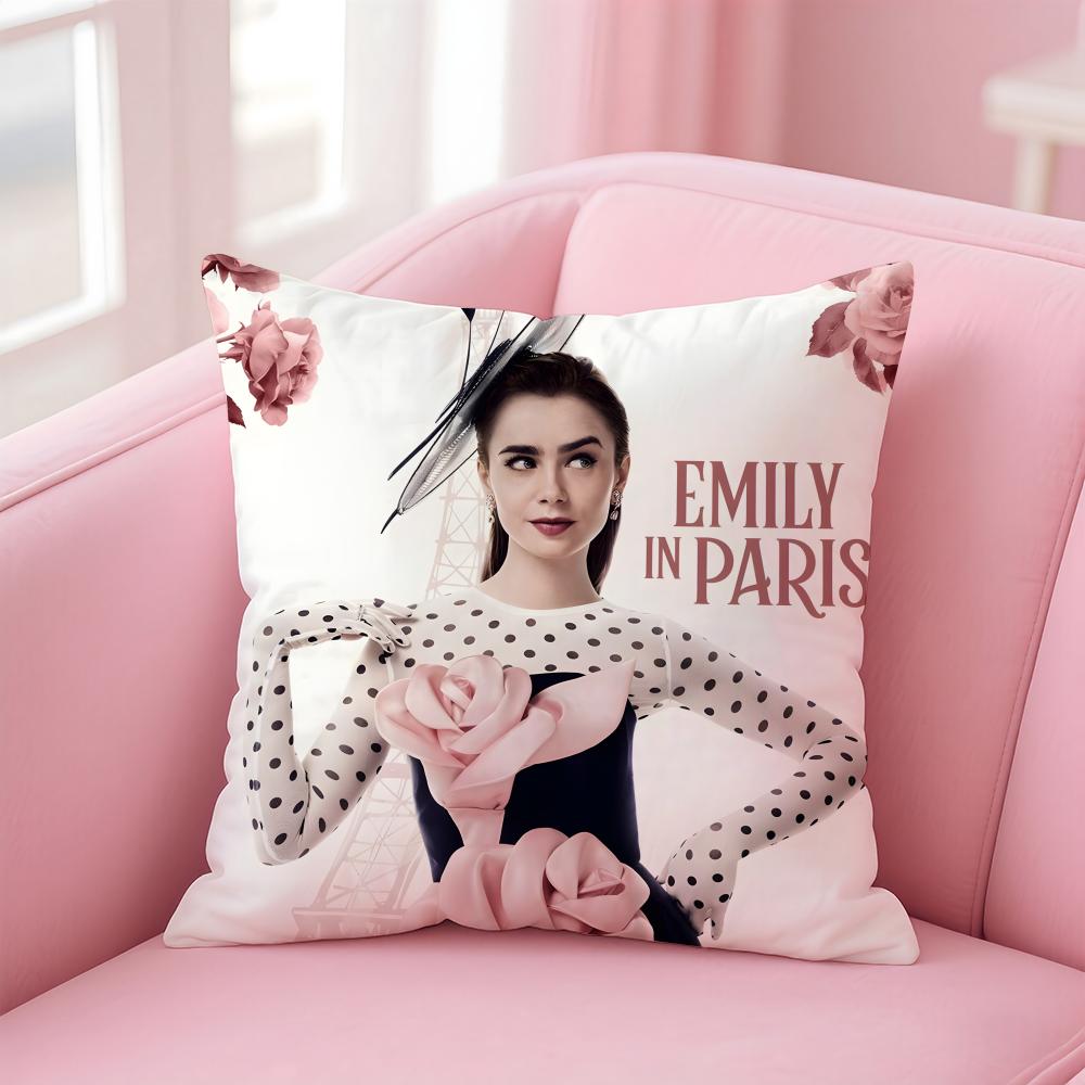 Чехол для подушки из фильма «Эмили в Париже» Удобный двусторонний чехол для подушки Идеально подходит для автомобиля, дивана, спальни и многого другого 30cmx30cm