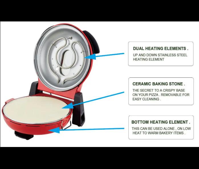 420-degree Ceramic Stone Pizza Oven, 12-inch Pizza Oven, 1200W Countertop Pizza Maker with Built-in Thermometer and Timer