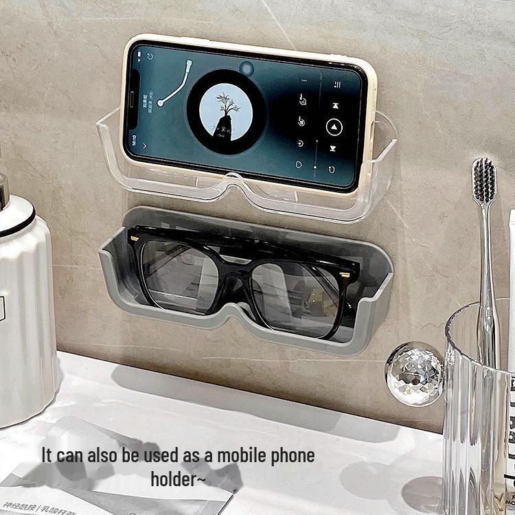Wall-Mounted Punch-Free Glasses Storage Rack for Bathroom/Bedside