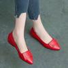 Pofulove Women Shoes Pu Leather Midi Pumps Square Heels Black Red Heel Party Wedding Fashion Pointed Toe Ladies Wedges Zapatos