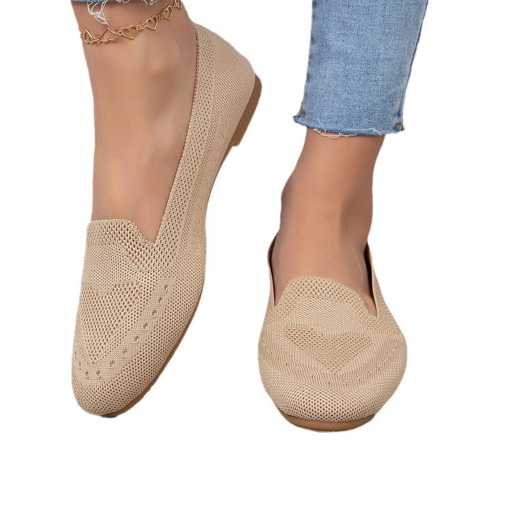 New Oversized Single Shoe with Fly Woven Mesh Surface, Shallow Mouth, One Foot Kick, Lazy Flat Bottom Casual Women's Shoes