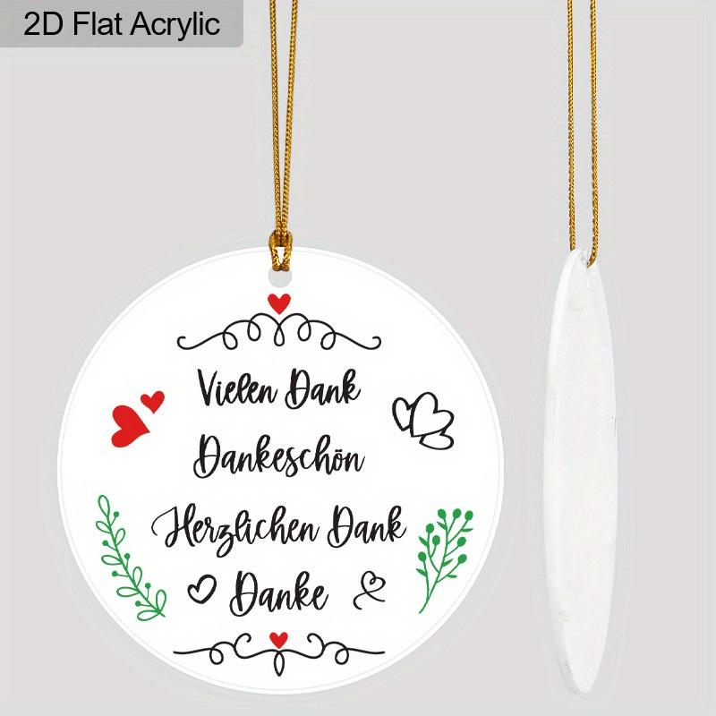 

1 шт. Немецкое Спасибо Акриловое украшение - Фразы Vielen Dank/Dankeschön/Herzlichen Dank с декором в виде сердец и венка, Рождественский подарок Подвесной декор 1pc