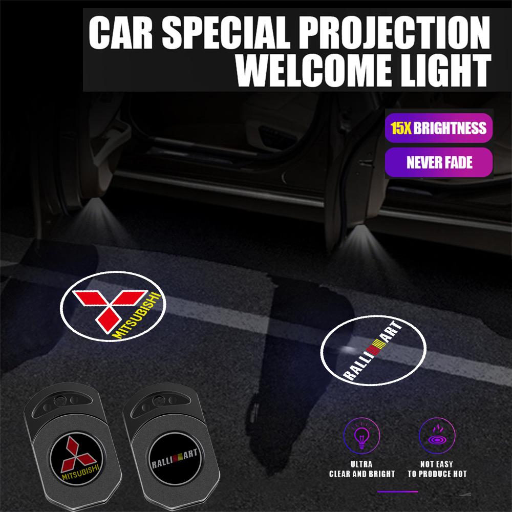 1/2pcs Car Door LED HD Welcome Courtesy Shadow Projector Lamp Logo Light For Mitsubishi Ralliart Lancer Outlander L200 Galant