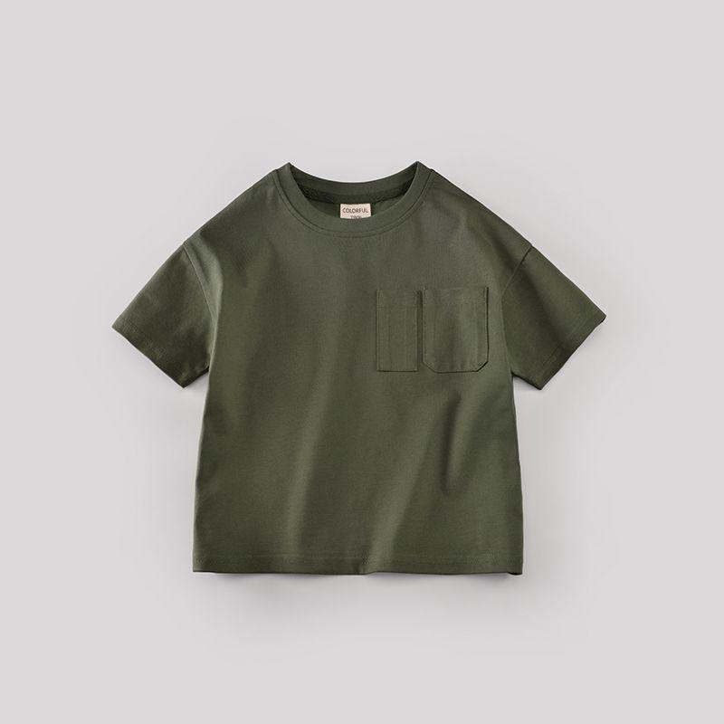 Summer Boys' Short Sleeved T-shirt White Children's T-shirt Half Sleeved Solid Color Top