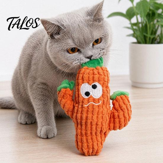 Talos Plush Cactus Cat Toy, Catnip Filled Chew Cute Stuffed Kitten Teething Toy for Indoor Cats Entertainment