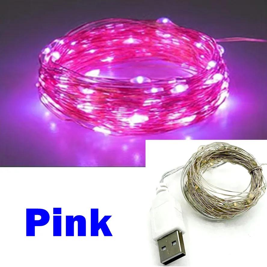 5 ks Vianočné USB LED reťazové svetlo Medený drôt Rozprávkové girlandové svetlo Farebné Svadobná párty Sviatok Vonkajšie Kempingové osvetlenie