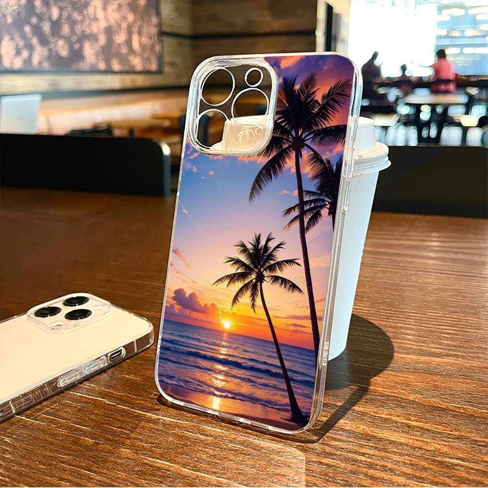 Sunset Phone Case For iPhone17,16,15,14,13,12,11 Plus,Pro Max Soft Transparent Cover iPhone14