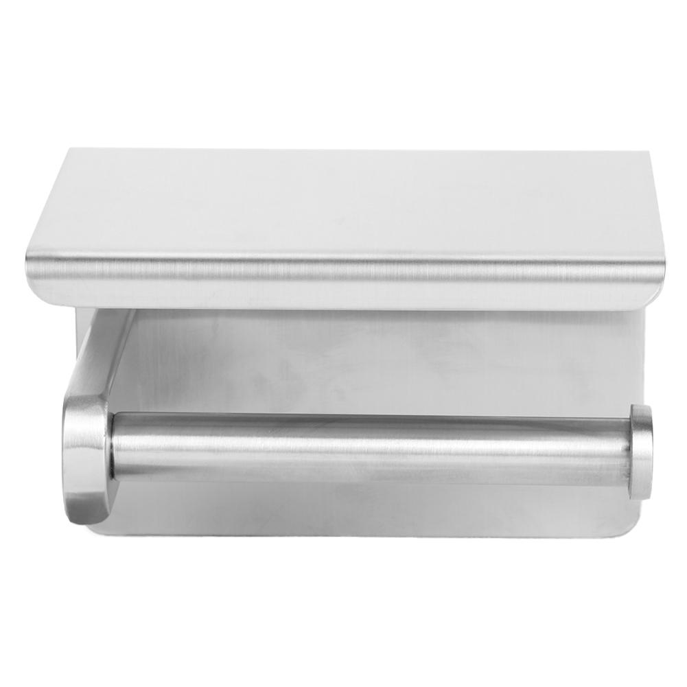 Brushed Toilet Paper Holder Stainless Steel Tissue Paper Towel Rack with Phone Shelf