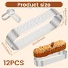 12Pcs Oval Muffin Tart Rings Stainless Steel Porous Tart Ring Perforated Cake Mousse Mold Cookies Cutter Pastry Quiche Mold Tool