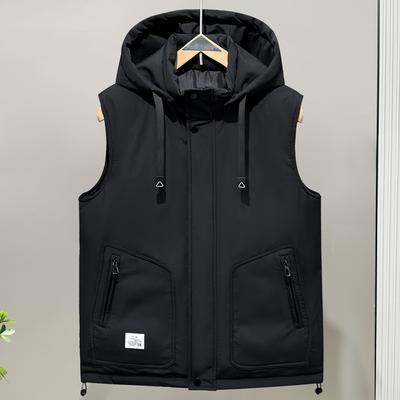 Plus Size L-6XL Winter Sleeveless Jackets Man Thick Outerwears Fashion Men's Warm Vest Hooded