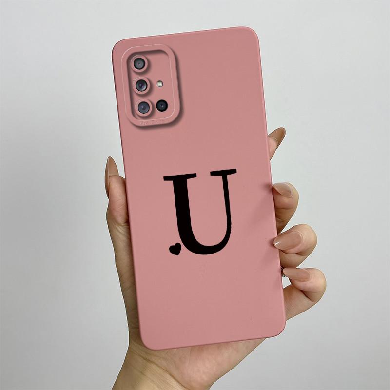 For Samsung Galaxy A51 A71 Case A515F A715F Initial Letters Liquid Silicone Phone Case For Samsung A51 A 31 71 Soft Cover Bumper