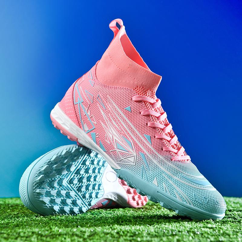 2024 Breathable AG Spike Soccer Shoes Boys Adult Students TF Shattered Nails King High Top Training Shoes Women
