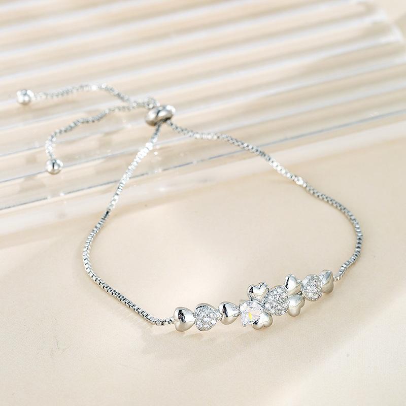 Fashionable Temperament Bracelet for Women Simple Love White Zircon Bracelet Style Valentine's Day Gift