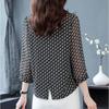 Mom's Fashionable 3/4 Sleeve Blouse Doll Collar Chiffon Shirt Women's Spring Autumn New Bottoming Top M-4XL