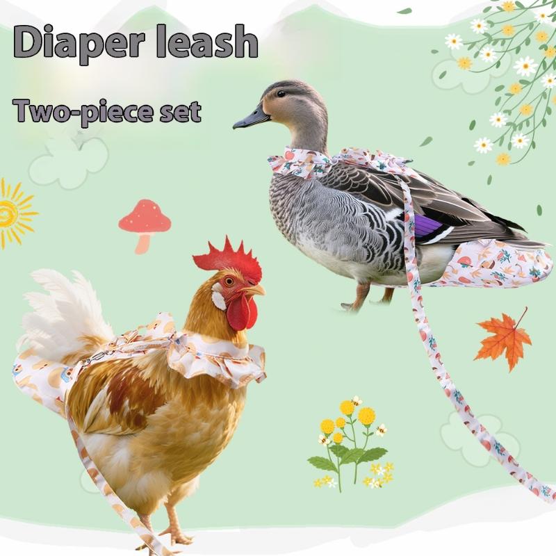 New 1/2Pcs Cute Cartoon Fashion Chicken Duck Vest Diaper Hen Belt Pet Traction Rope Set Comfortable Leads Pet Poultry Supplies