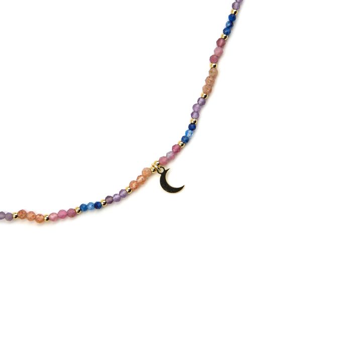Collier Luxenter en argent 925 et finition on or 18 carats avec cristaux multicolores - Linshu