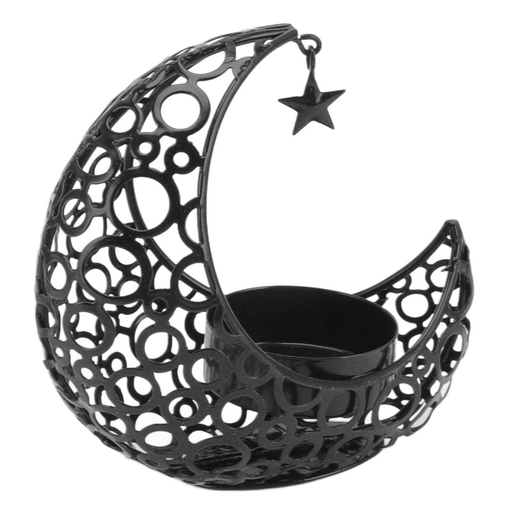 Romantic Moon Candlestick Iron Hollowed Candle Holder for Weddings Christmas Decoration Dining
