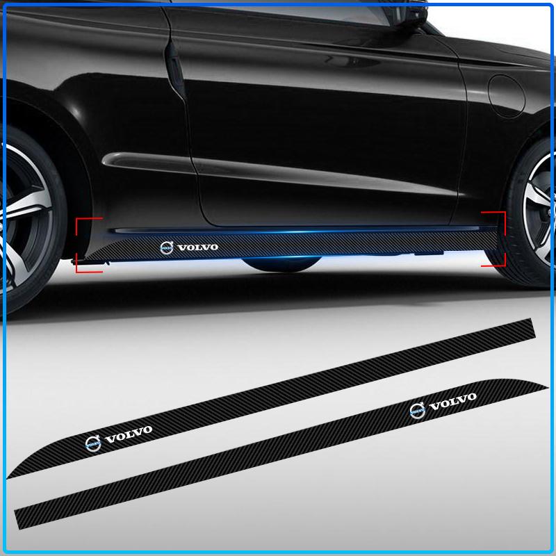 2pcs Carbon Car Door Side Skirt Sill Stripe Sticker Motion Design Decals For Volvo Rdesign XC90 S60 XC60 V70 S80 S40 V50 V40 V60 C30 S70