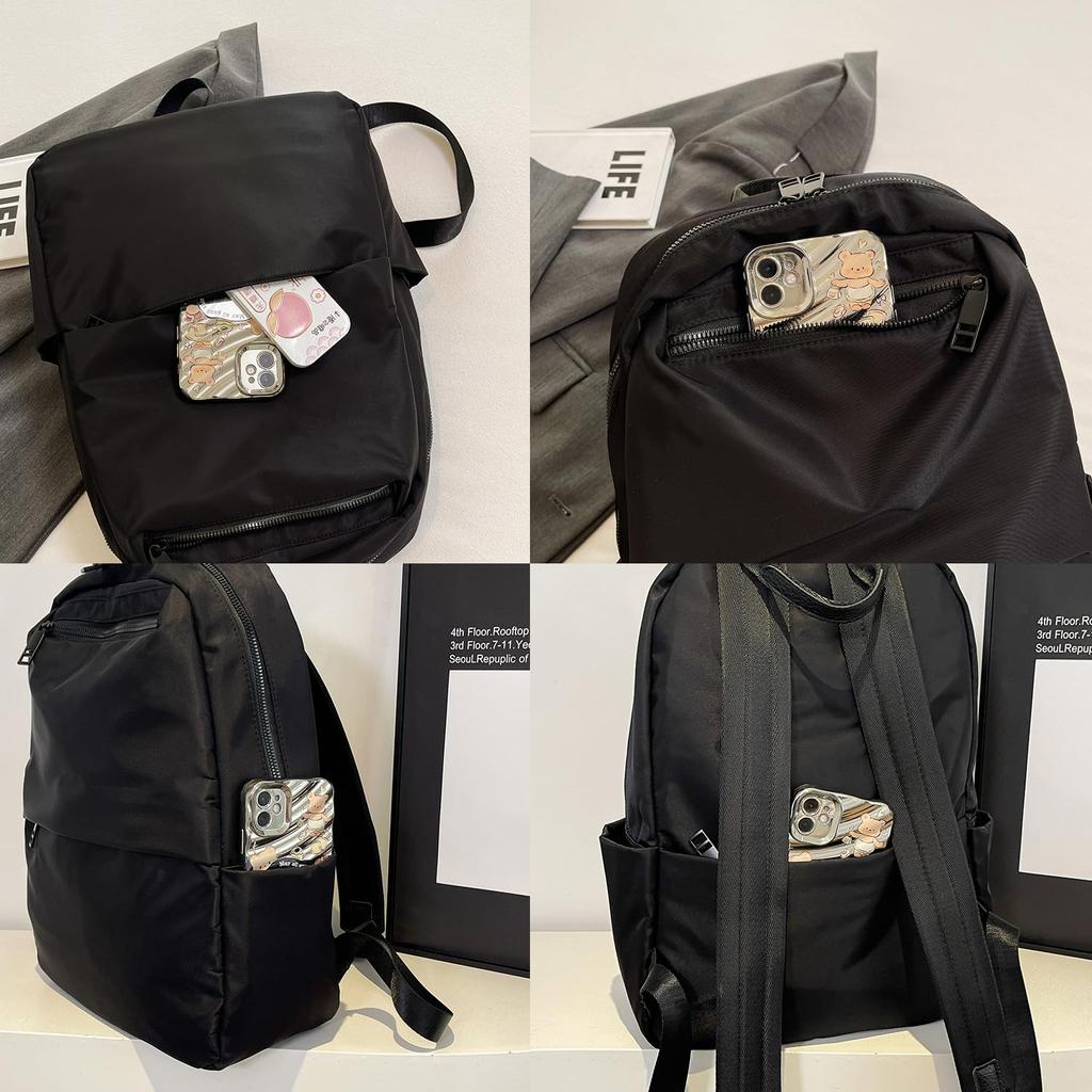 manukori A4 Large Capacity Lightweight and Popular Nylon Backpack for Casual Perfect for and Travel Women's Backpack, Use, Commuting, School, (Black)