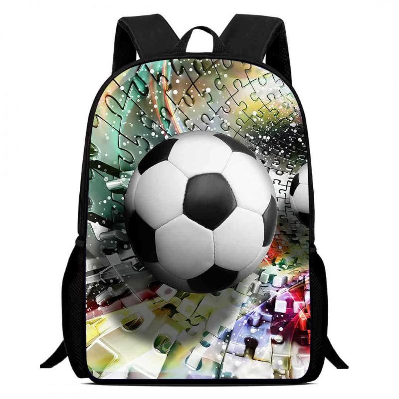 Kids Soccer Backpack Elementary School Students Large Capacity Lightweight Anti-Shock Ergonomic Design With Cartoon Print