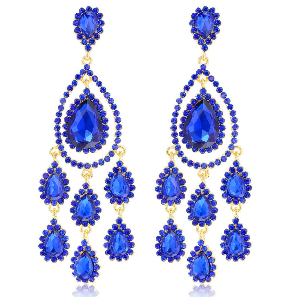 Geometric Water Crystal Drop Earrings With Electroplated Finish For Womens Fashion Accessory