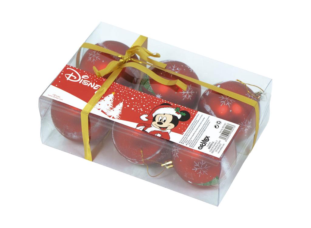 ARDITEX WD13421 DISNEY-Mickey Pack of 6 Christmas tree balls diameter 8cm