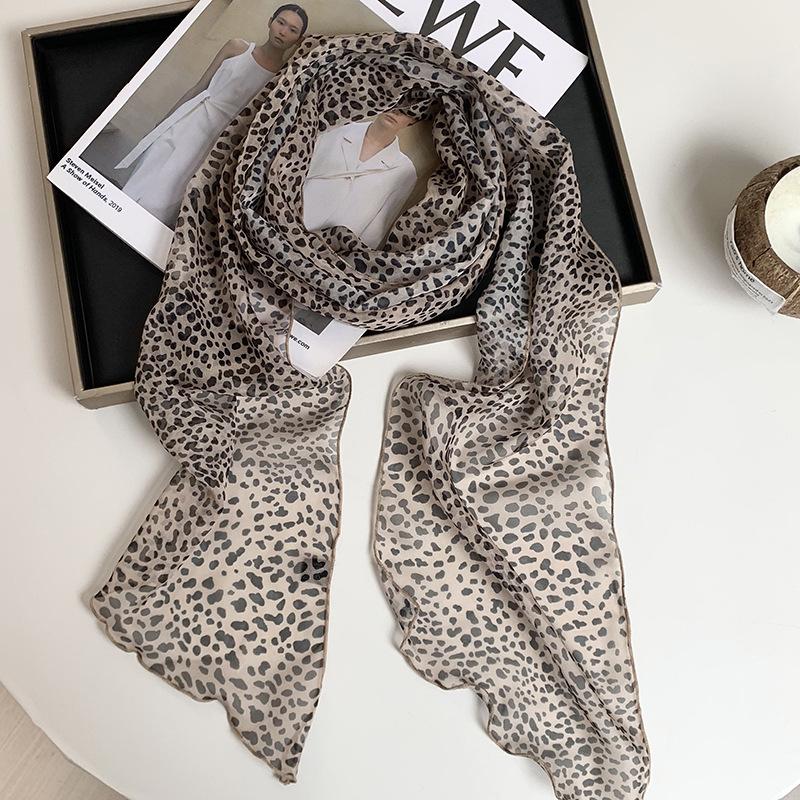 New silk scarf premium printing loose multi-purpose simple polka dot headband leopard print sweet cool streamer