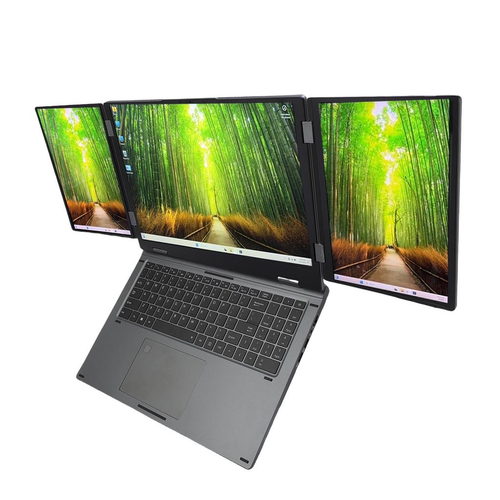 Laptop Pieghevole a Triplo Schermo per Windows 11 Pro WIFI 6 RJ45 Riconoscimento Facciale 16GB RAM 2TB SSD 16 Pollici Doppio 10.5