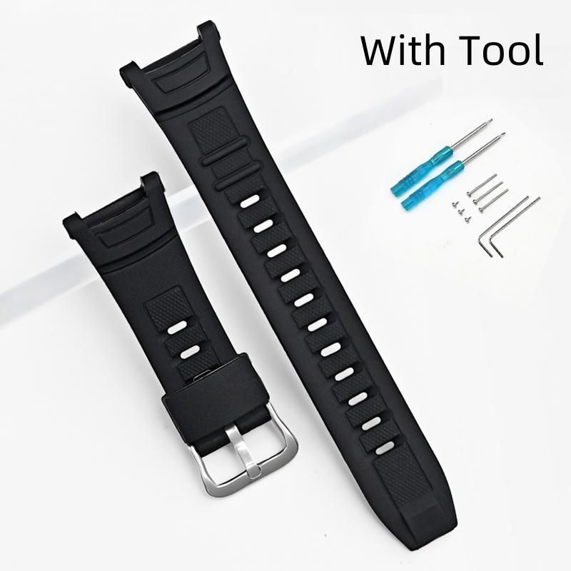 

Мягкий полимерный ремешок для часов для CASIO PRW-1500 PAW-1500 PRG-130 Водонепроницаемый и потостойкий ремешок для часов из ТПУ Мужской браслет чёрный/серебряный