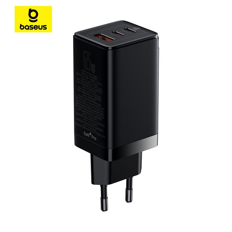 

Быстрое зарядное устройство Baseus GaN3 Pro 2C+U 65 Вт, ЕС, черный