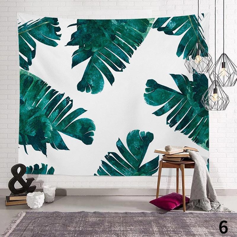 Wandteppich mit tropischen Pflanzen, Palmblättern, für den Sommer, Grünpflanzen, Party für die Inneneinrichtung, Ästhetik, Wandteppich mit Blättern