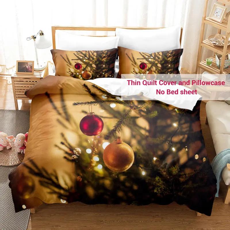 Christmas Bedding Set Duvet Cover Polyester Comforter Cover Pillow Case 3D Queen King Double Full Twin Single 3PCS 2PCS Bedroom
