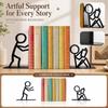 Metall-Strichmännchen Buchstützen Abstraktes Linienkunst Design Dekorative Buchhalter für Schreibtisch Büro Schlafzimmer Arbeitszimmer Bücherregal Organizer
