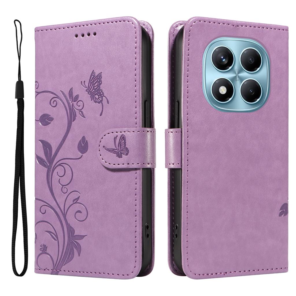 For Xiaomi Redmi Note 14 Pro 4G PU Leather Cases Flower Pattern Wallet Stand Phone Cover with Strap