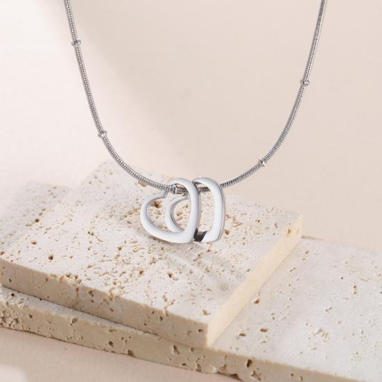 Naszyjnik z zawieszką w kształcie serca dla Niej Symbol Miłości Naszyjnik z zawieszkami w kształcie wielu serc Elegancki naszyjnik na łańcuszku typu żmijka Biżuteria Prezent dla Kobiet Dziewczyny Żony