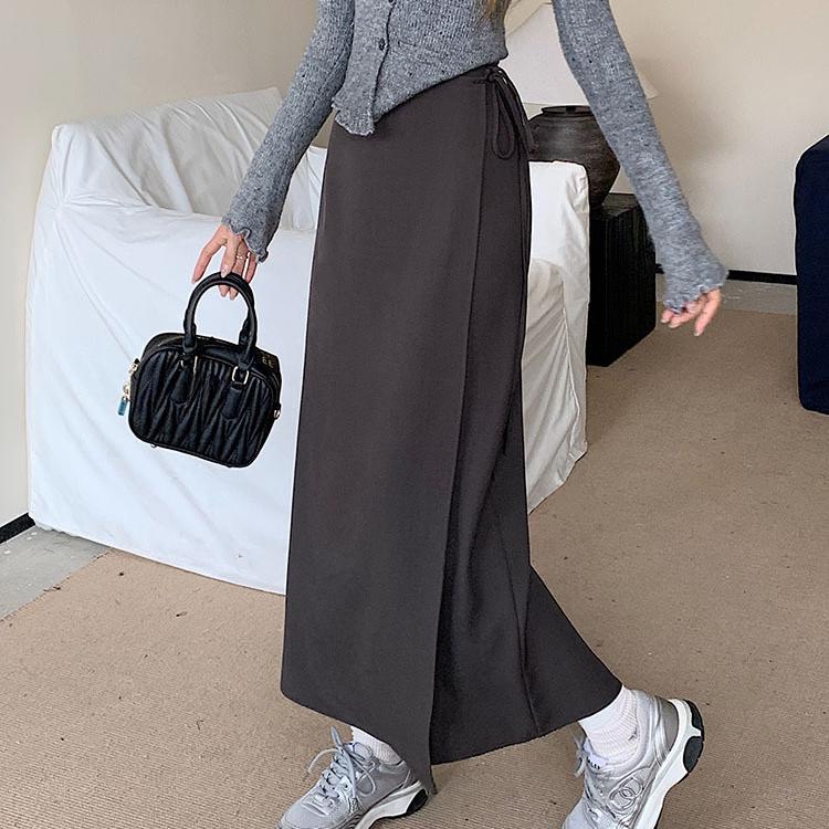 

Необычная длинная юбка, женские летние юбки до щиколотки, повседневные длинные юбки-карандаш с высокой талией, женские S серый