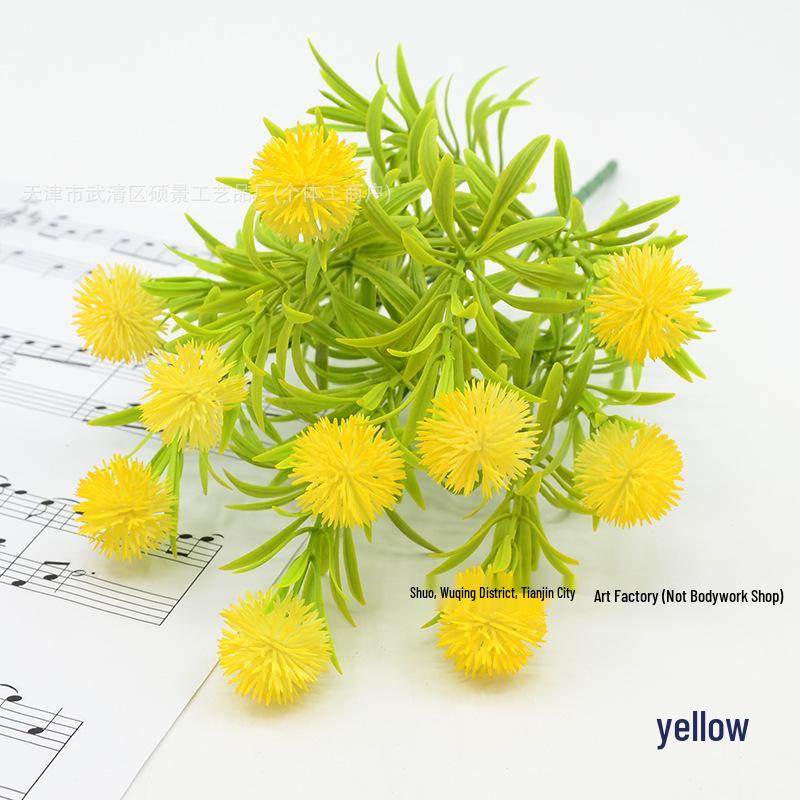 Dandelion Pine Ball Artificial Green Plant Bouquet for Home and Garden Décor