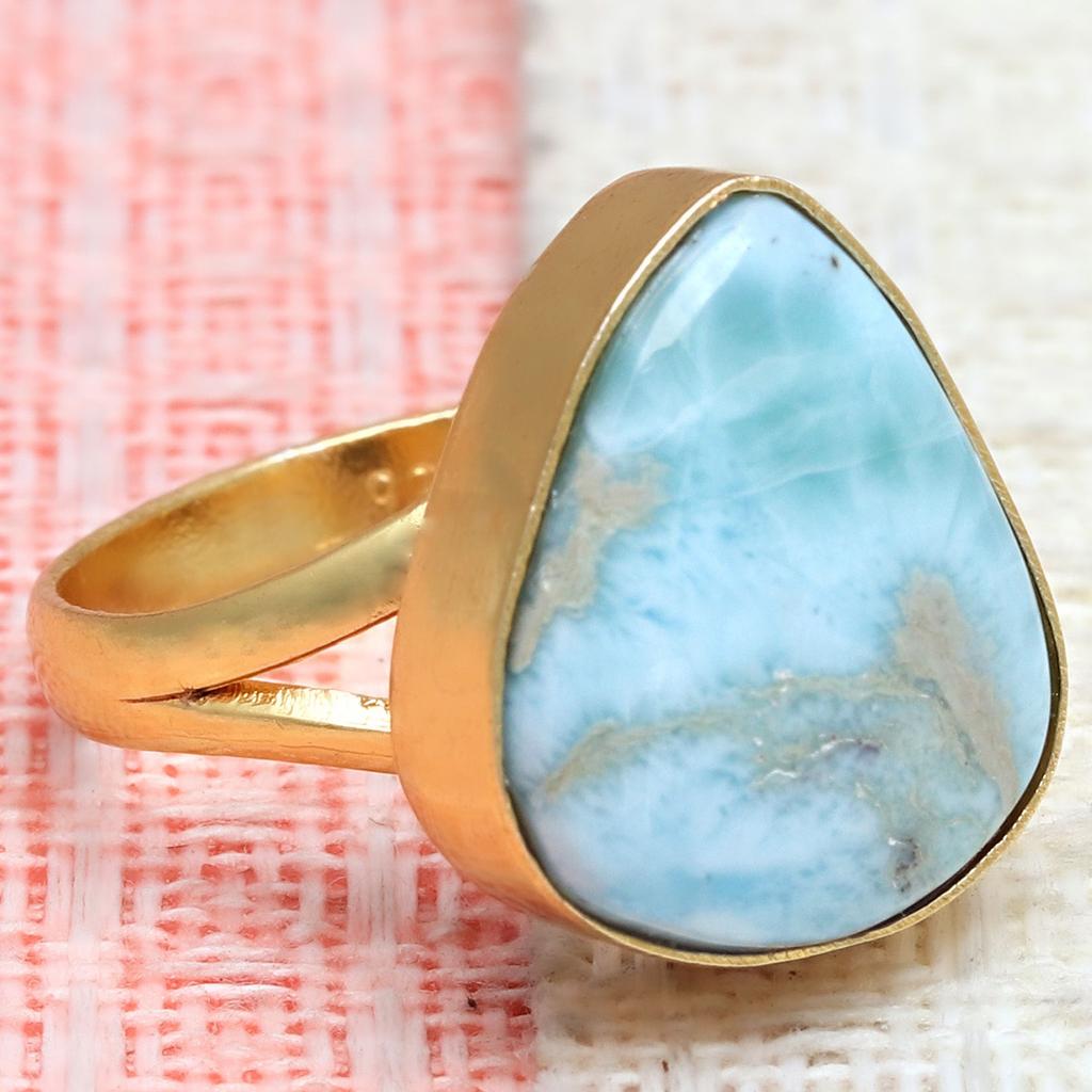 Larimar Gemstone Handmade Silver Jewelry  "10"