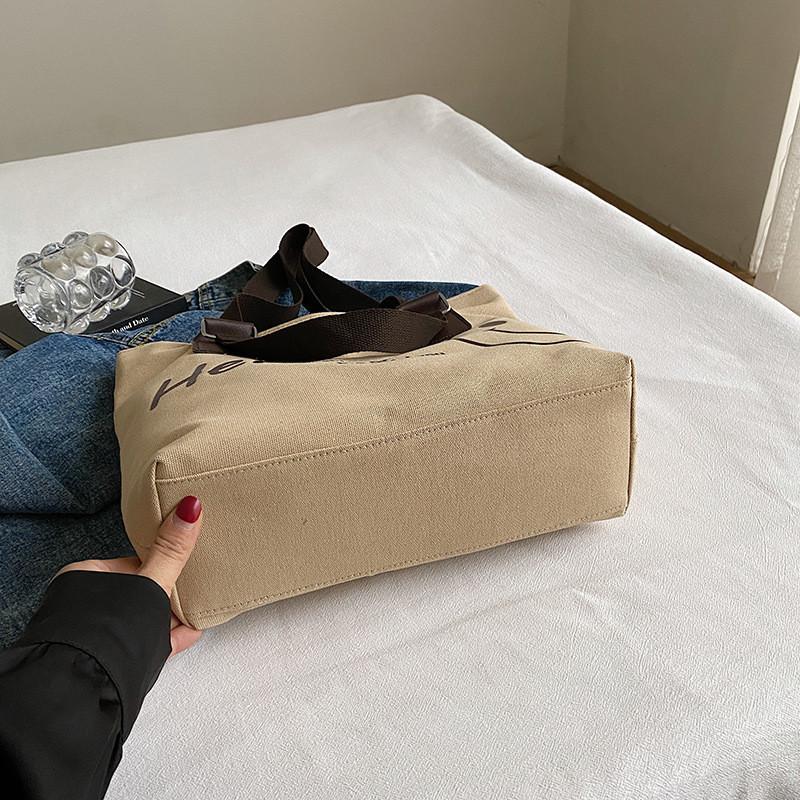 Trendy Korean Canvas Large Tote Bag For Women 2024 New Spacious Shoulder Bag