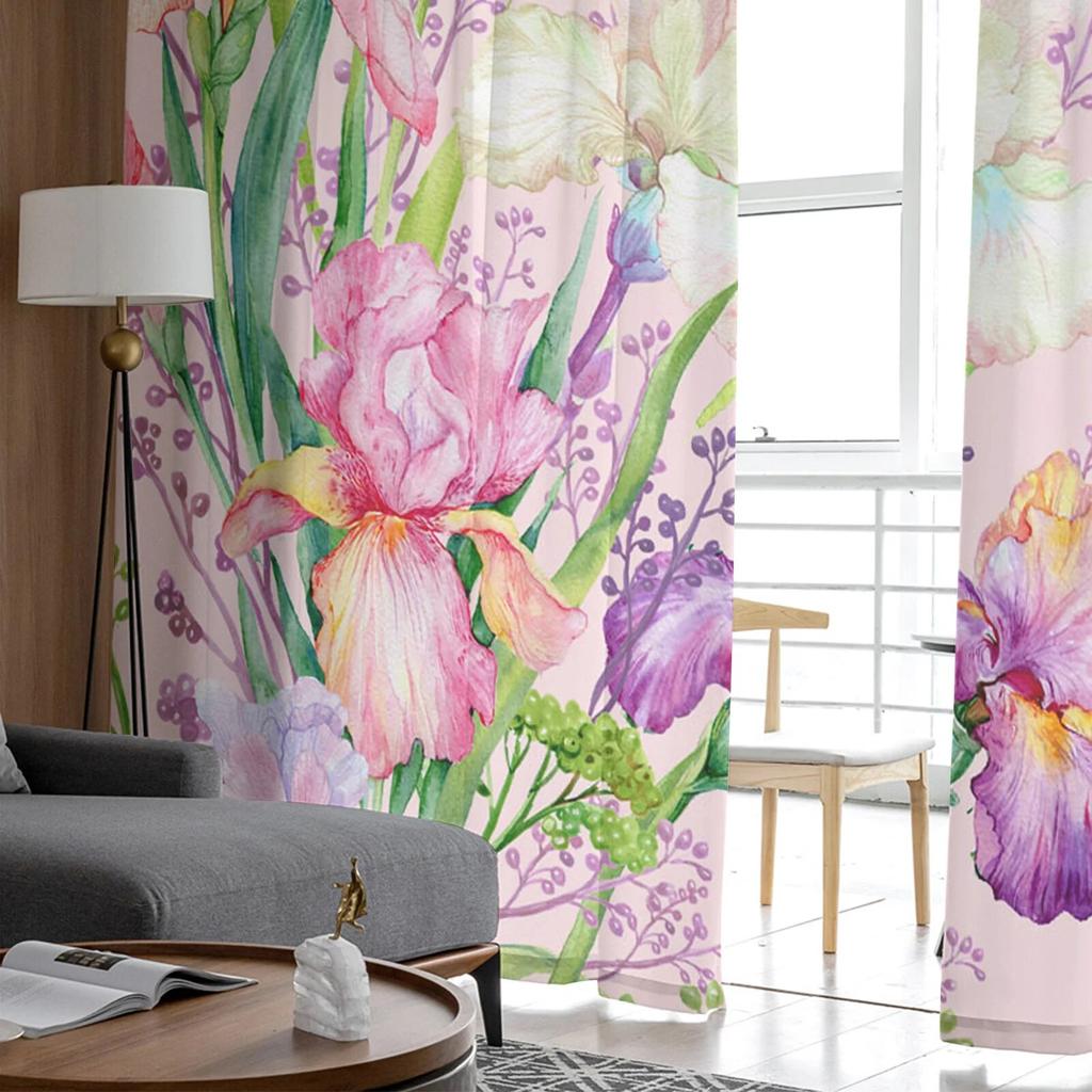 Flower Butterfly Leaf Printed Tulle Curtains Modern Sheer for Bedroom Balcony Window Decor Creative Home Fashion