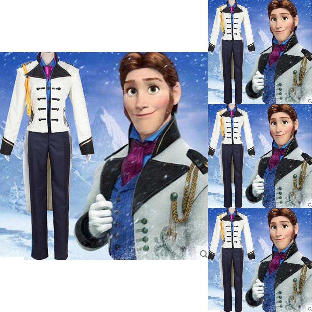 Exquisito Disfraz de Cosplay de Príncipe Hans de Halloween Con Elegante Uniforme Blanco Encantadores Trajes Fiesta