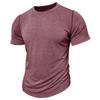 Mens American Style Solid Color Crew Neck Short Sleeve Casual T Shirt