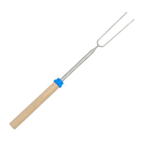 Telescopic BBQ Fork Stainless Steel U-shaped Kabob Skewers Extendable Marshmallow Hot Dog Roasting Sticks for Campfire Picnic Outdoor Cooking