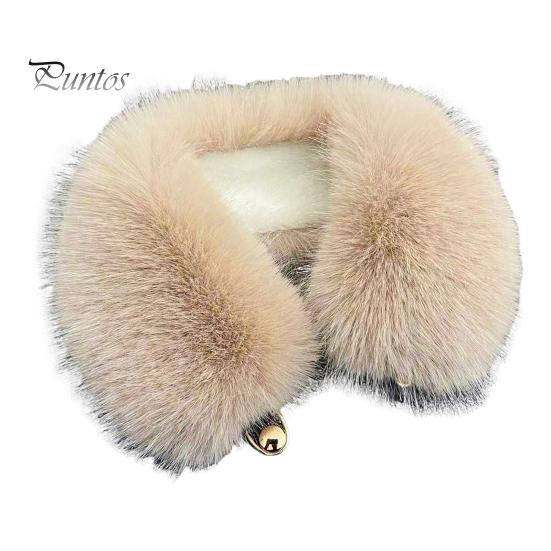 Luxury Faux Fur Accessory Fake Scarf Puffy Collar Trim Adjustable Button Fastening Neck Removable Plush Winter Warmer Wrap Thermal Quick Close