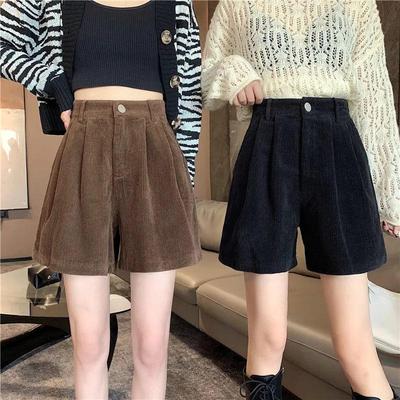 Plus Size High Waist Corduroy Wide Leg Pants Bootcut Shorts for Women - Petite Casual Autumn Winter 2024